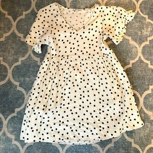 Madewell Light Spun Ruffle-Sleeve Polka Dot Babydoll Dress in Dot Toss Sz Small